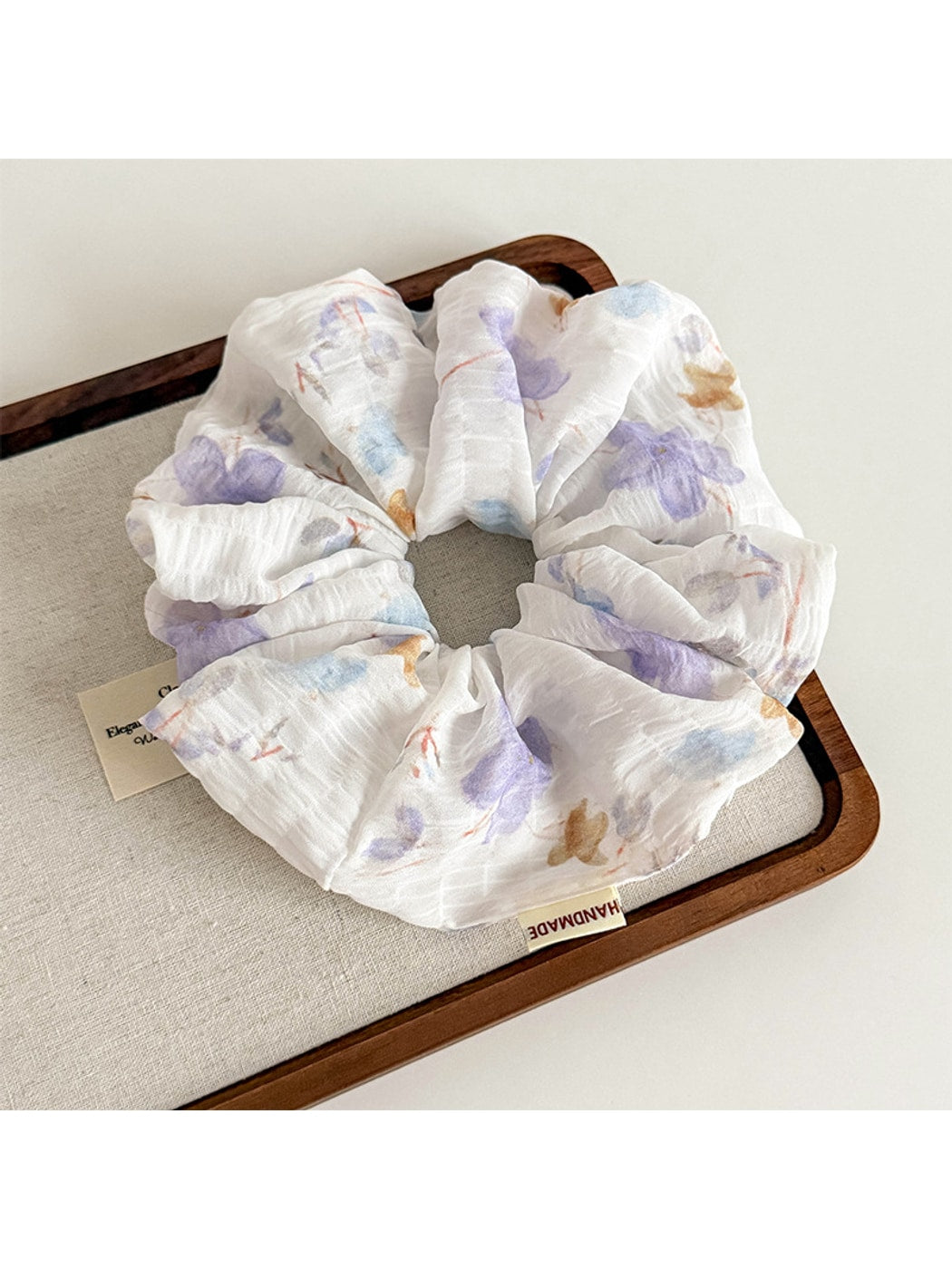 Gifty - Floral Polyester Fabric Ponytail Scrunchie
