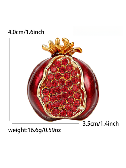 Brovia - Drip Oil Enamel Alloy Pomegranate Brooch