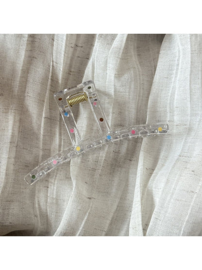 Beau - Acrylic Polka Dot Bow Geometric Claw Clip