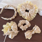 Gifty - Floral Ruffle Trim Polyester Fabric Scrunchie