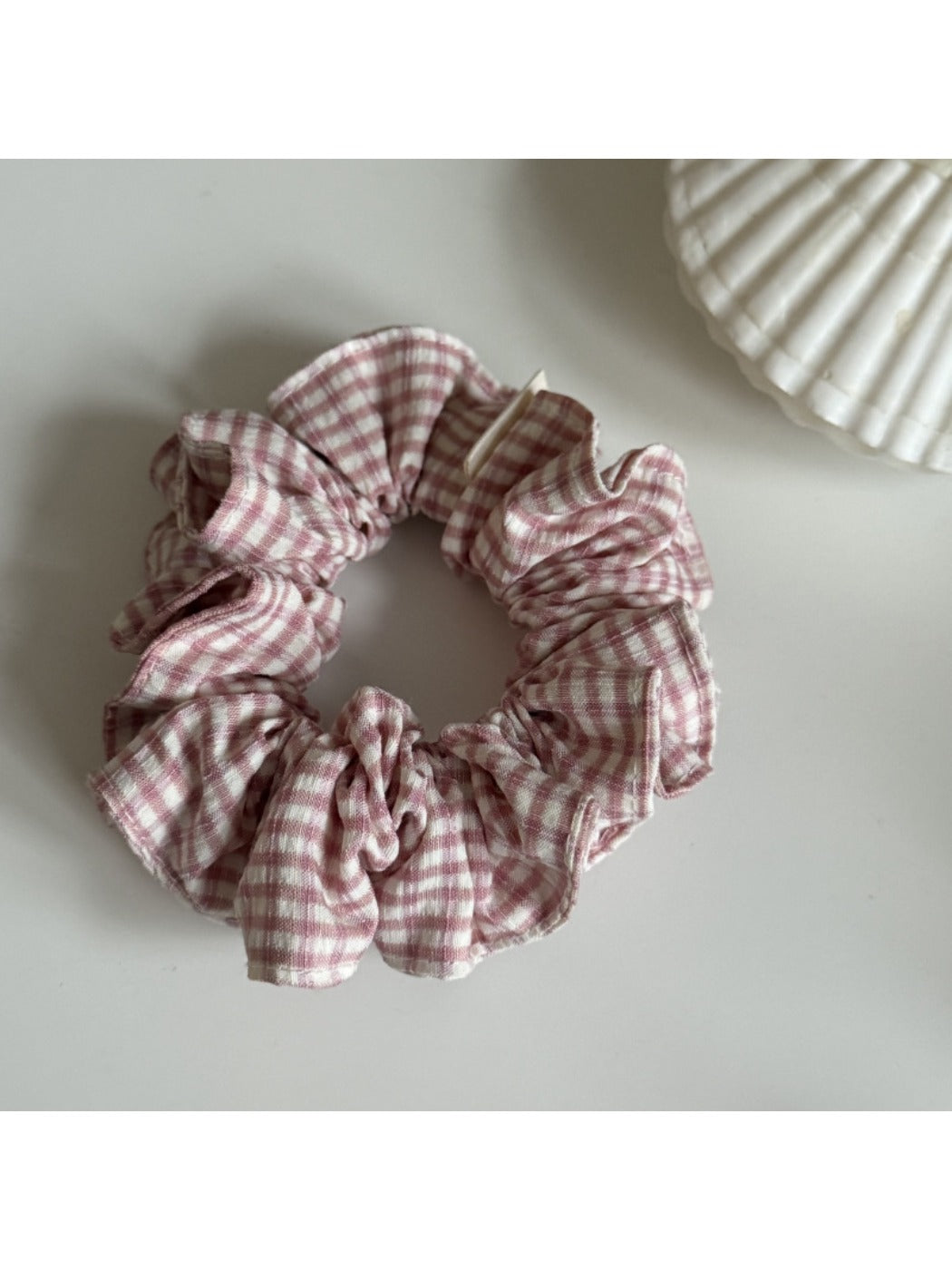 Gifty - Dainty Pink Plaid Scrunchie