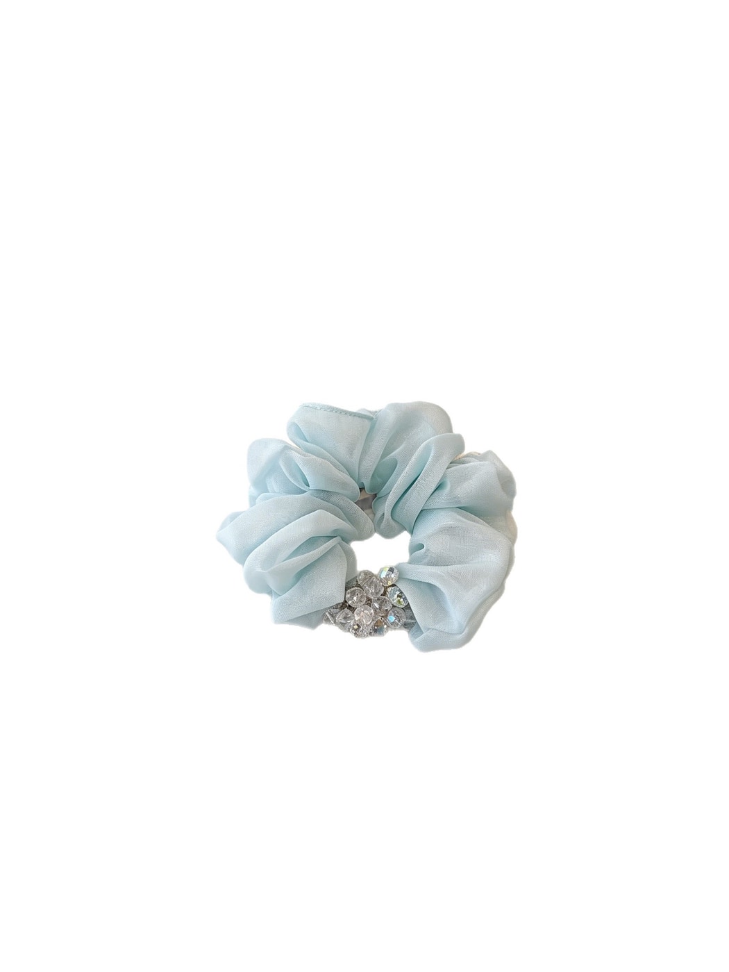 Gifty - Glossy Polyester Rhinestone Accent Scrunchie