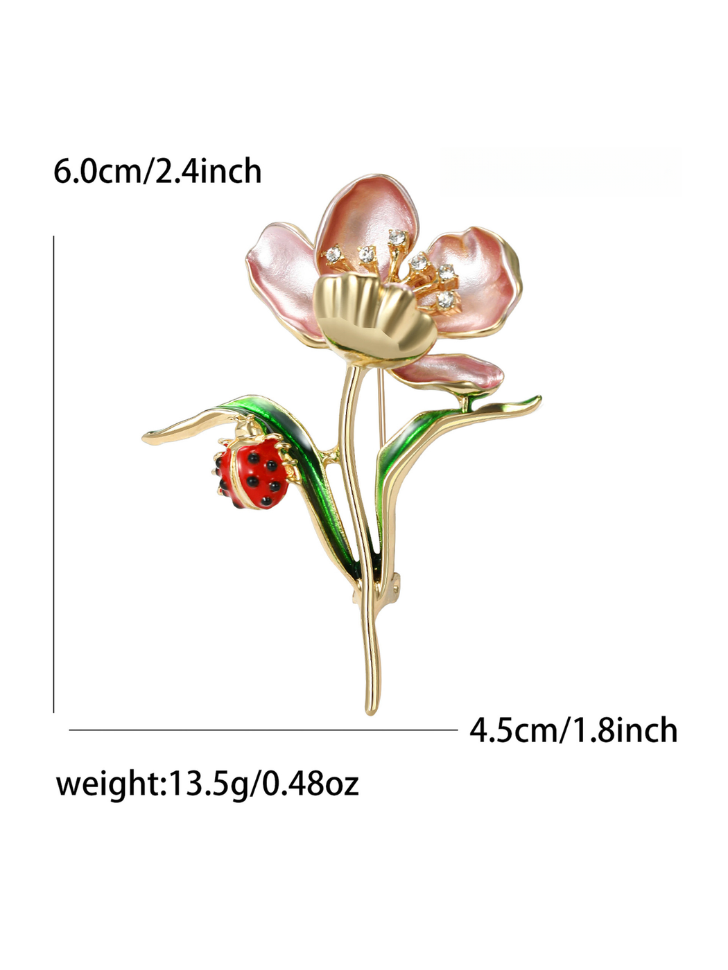 Brovia - Vintage Lotus Ladybug Accent Brooch