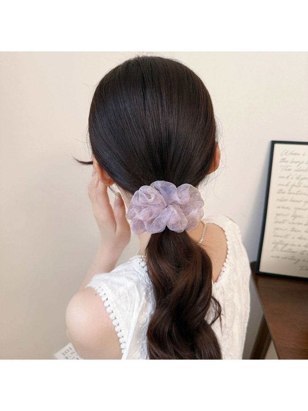 Gifty - Soft Printed Sheer Mesh Elastic Hair Scrunchie
