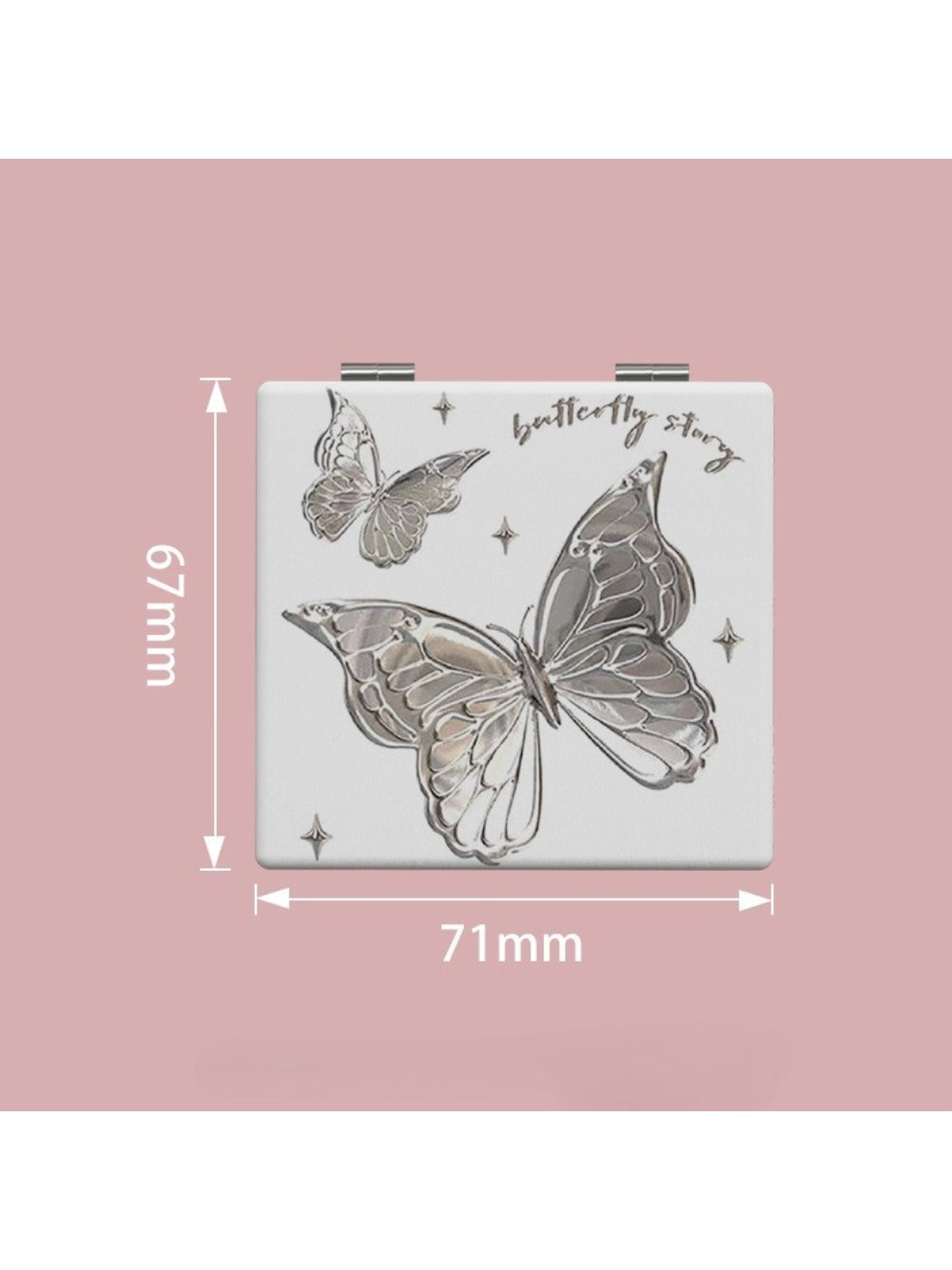 Mirroray - White Butterfly Motif Compact Mirror