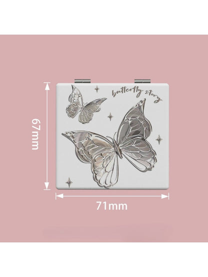 Mirroray - White Butterfly Motif Compact Mirror