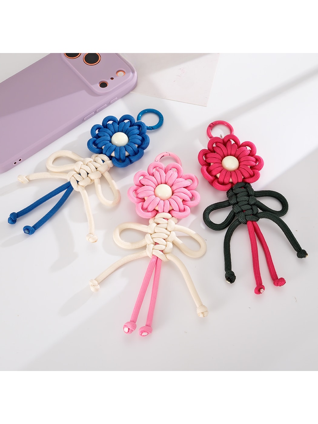 Keypus - Nylon and Alloy Floral Hanging Charm Keychain
