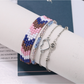 Lovra boho stackable beaded bracelets arranged in a circular pattern