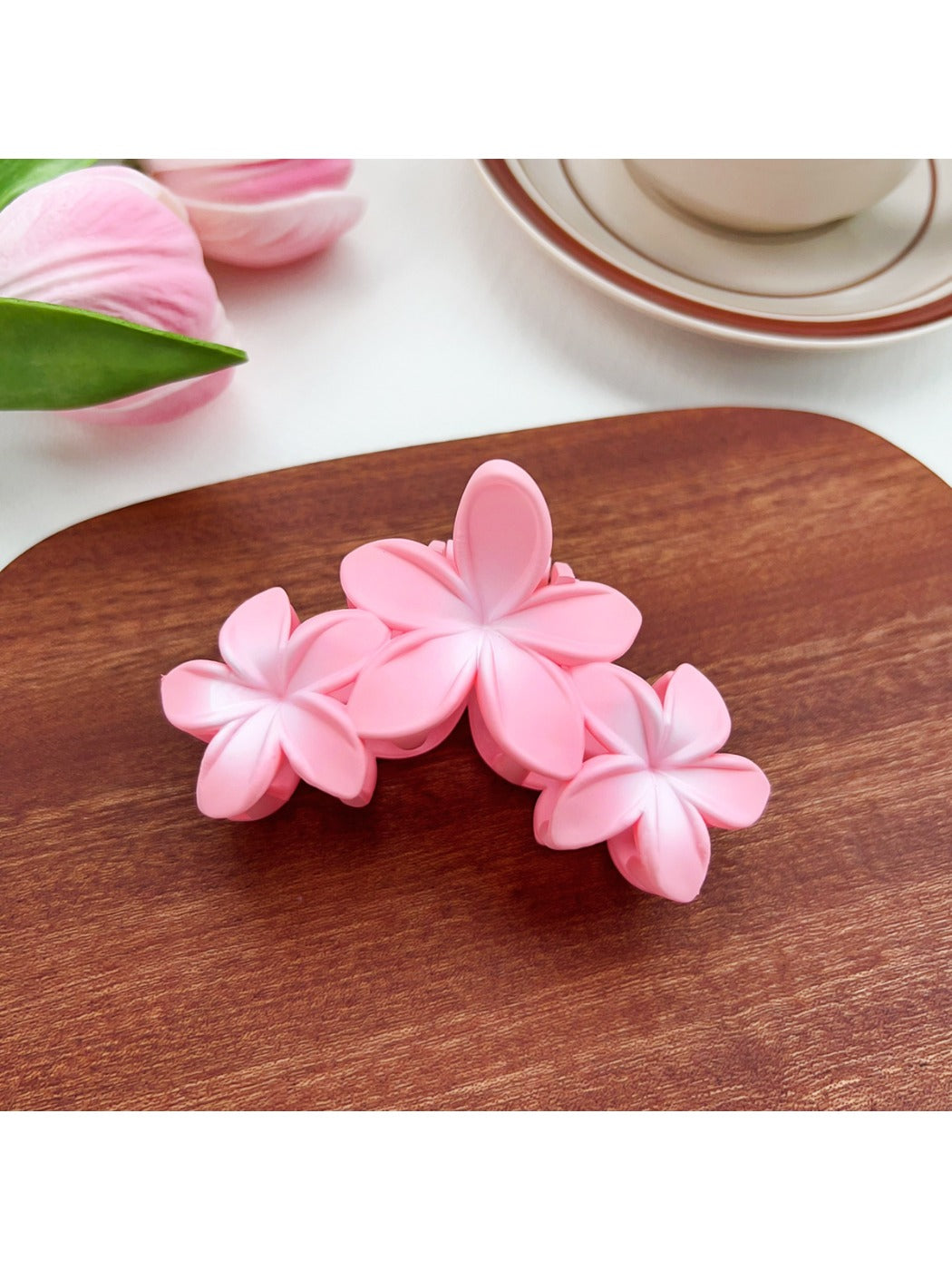 Beau Sweet Three Flower Hair Claw Clip close-up showing texture and color