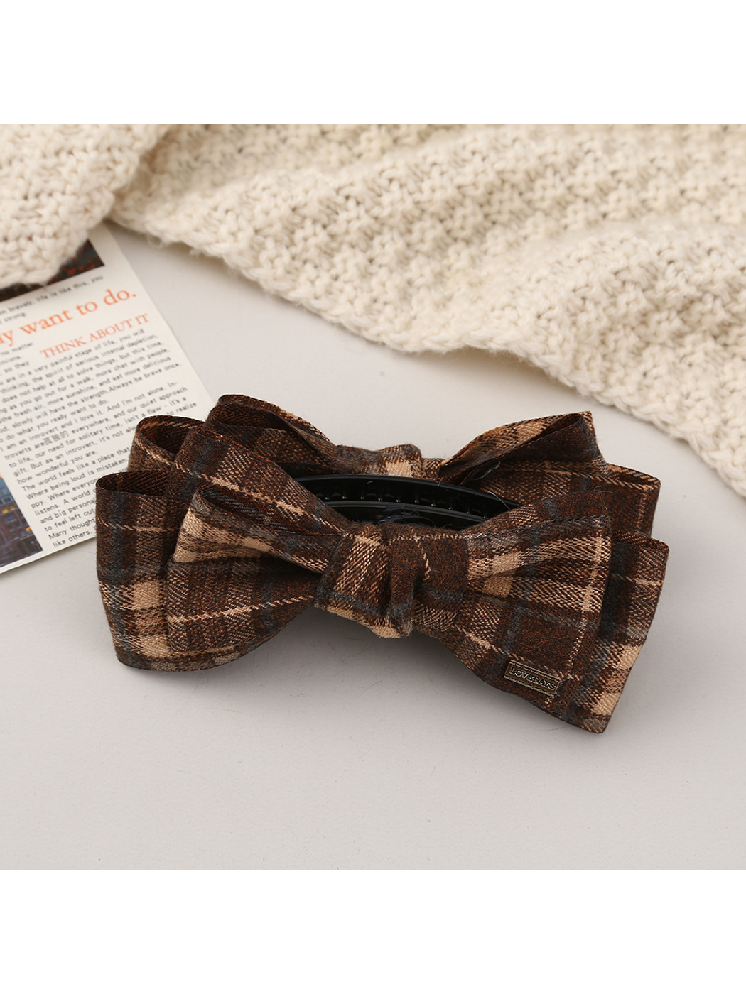 Beau - Vintage Bow Plaid Large Claw Clip