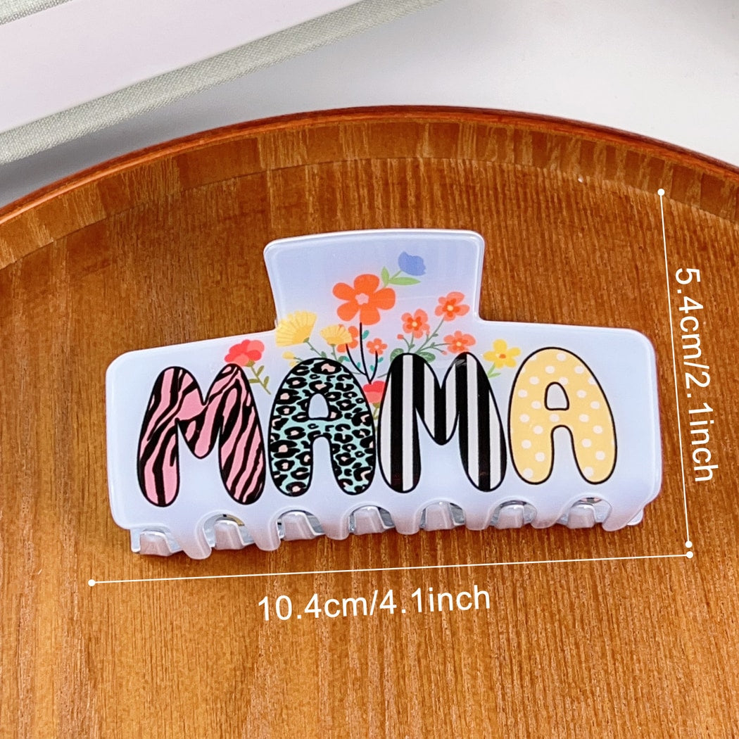 Beau - Letter Print Floral Pattern Claw Clip