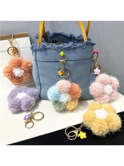 Keypus - Colorful Plush Flower Bag Charm Keychain