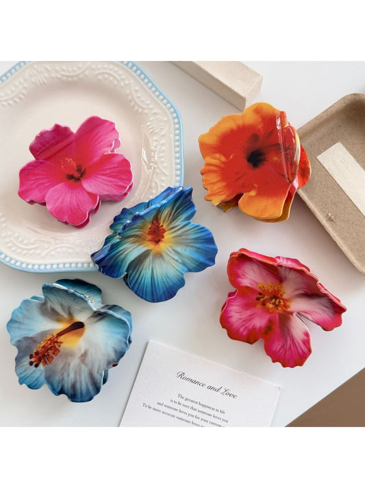 Beau - Elegant Colorful Hibiscus Shaped Claw Clip