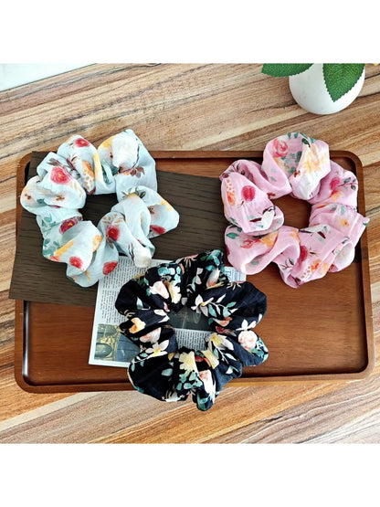 Gifty - Floral Chiffon Look Elastic Ponytail Scrunchie