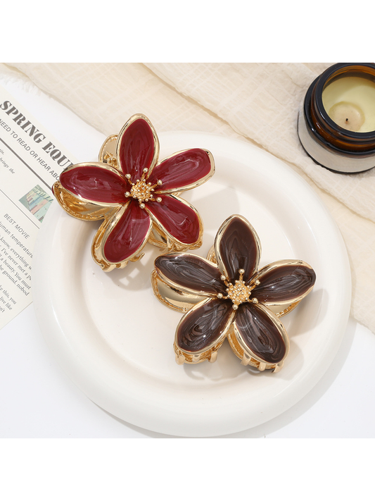 Beau - Glossy Petal Design Alloy Claw Clip