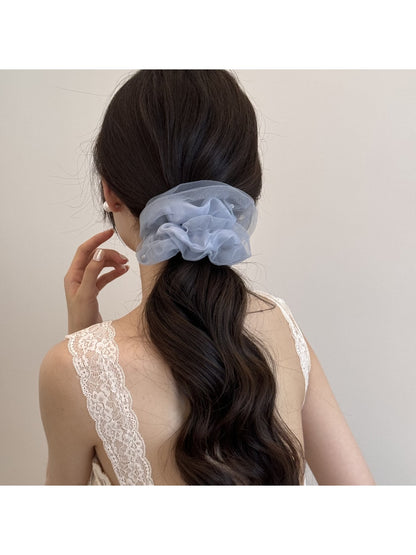Gifty - Polyester Mesh Ruffled Round Scrunchie Hair Tie