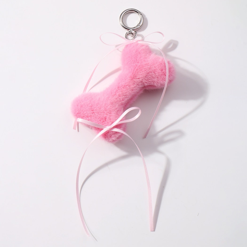 Keypus - Cute Plush Bone and Bow Keychain