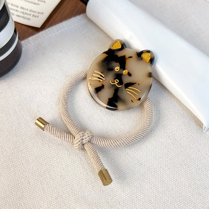 Gifty - Round Disc Cat Motif High Elasticity Hair Tie