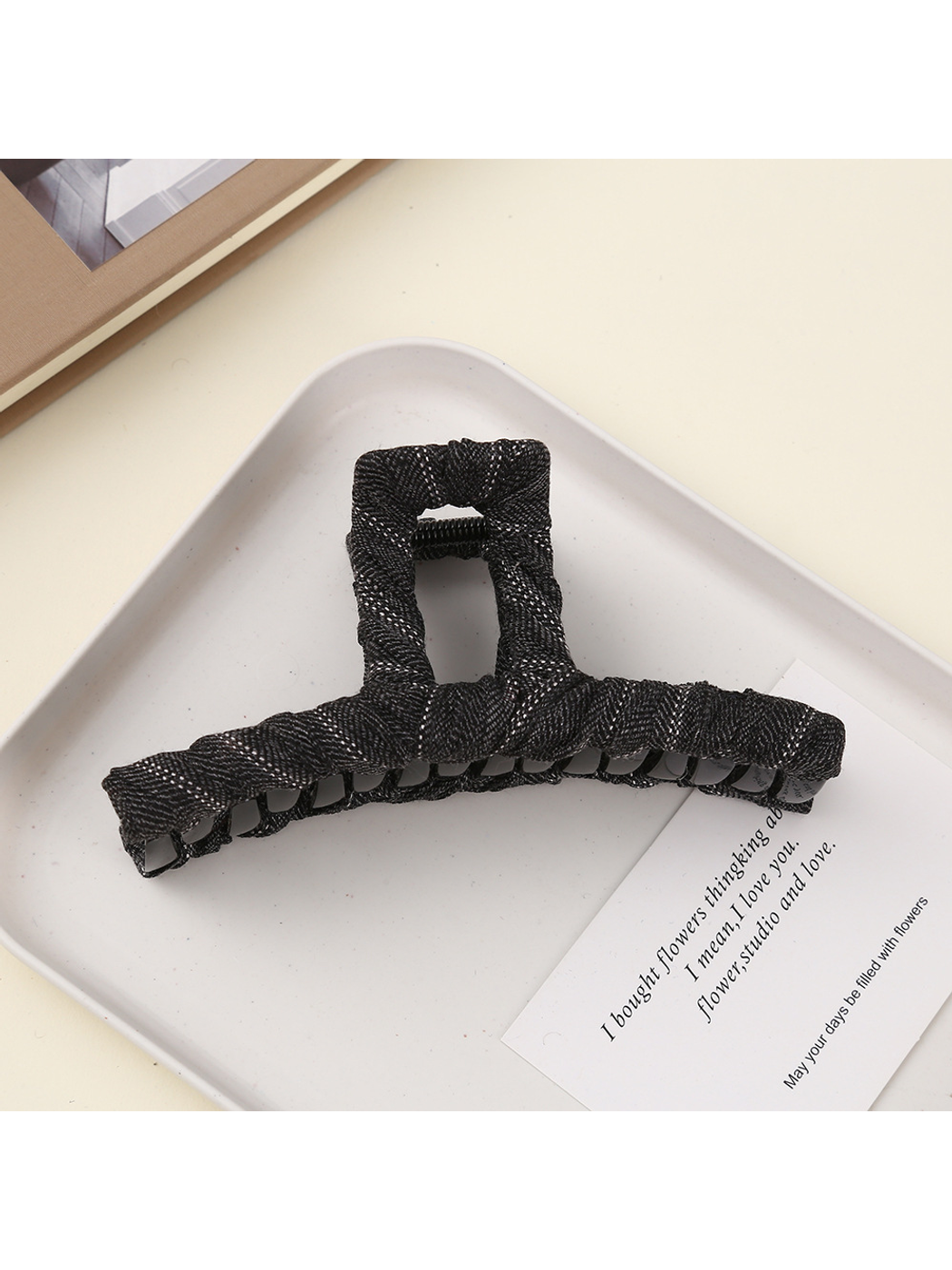 Beau - Rectangular Open Frame Polyester Claw Clip