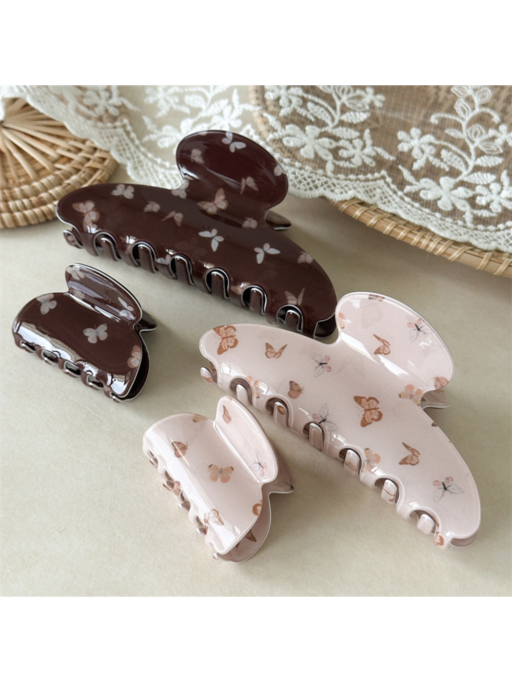 Beau - Butterfly Print Glossy PVC Claw Clip