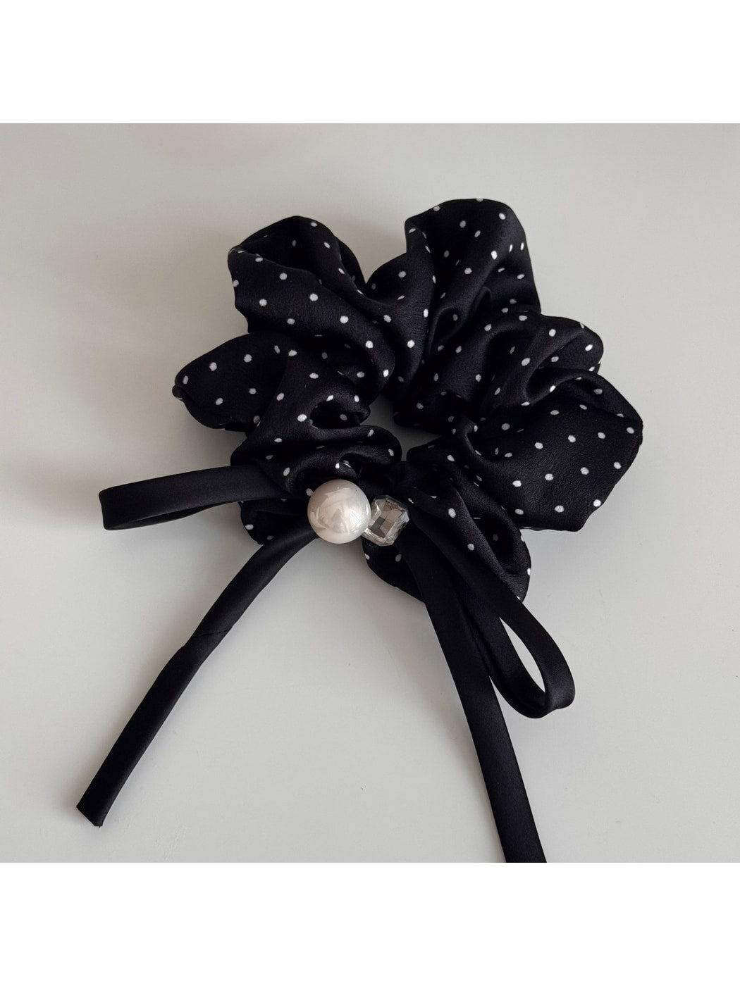 Gifty - Satin Look Ruffled Bow Accent Scrunchie