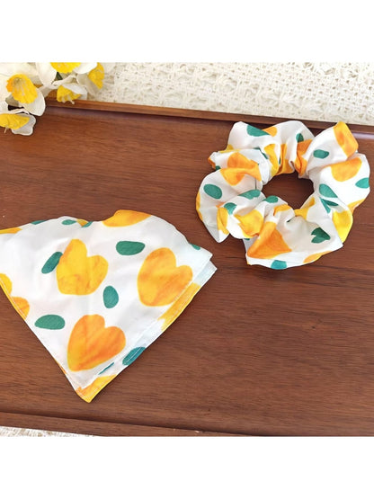 Gifty - Cartoon Heart Print Polyester Scrunchie