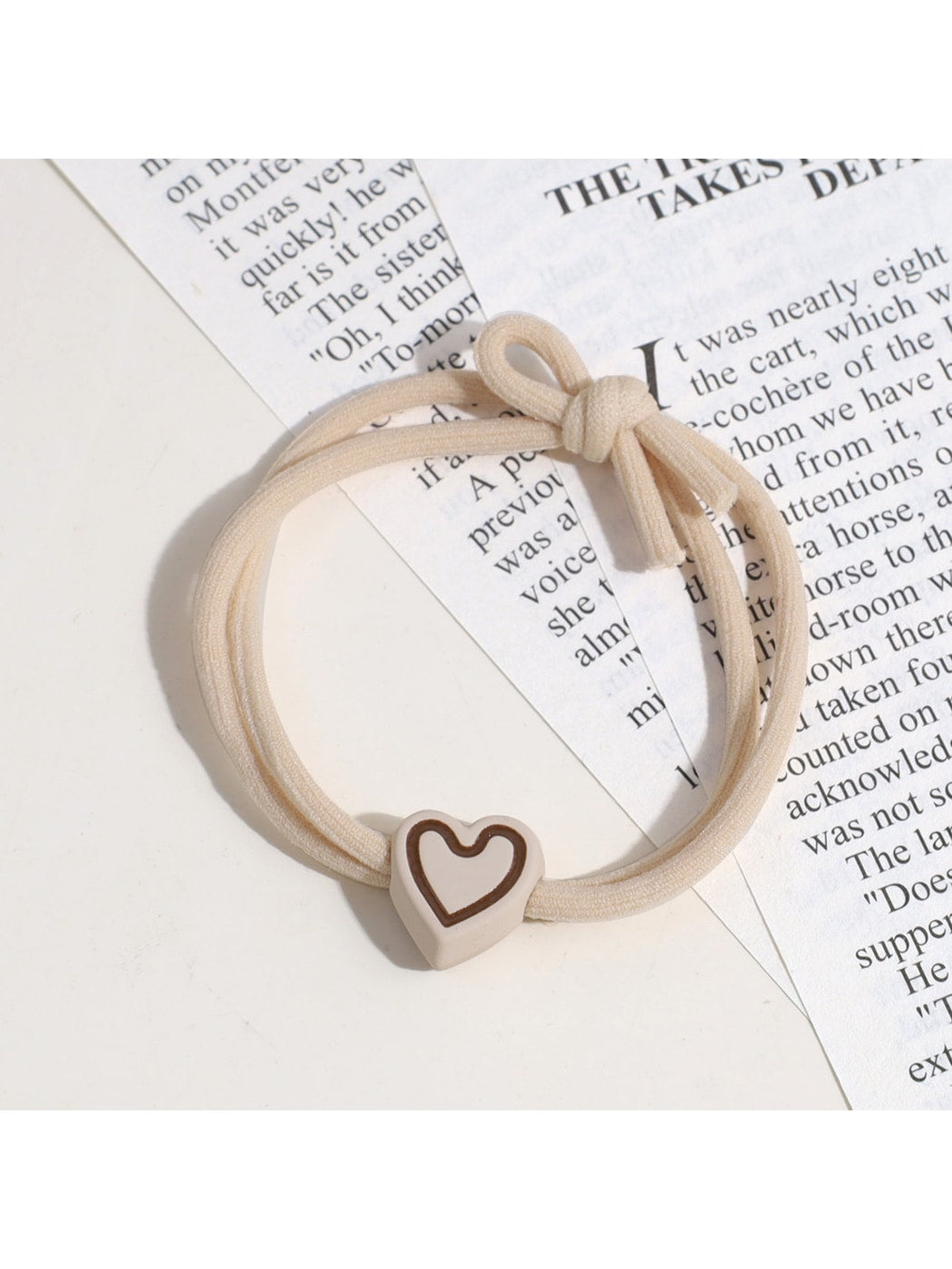 Gifty - Elastic Heart Detail Ponytail Polyester Hair Tie