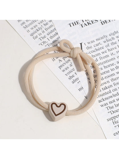 Gifty - Elastic Heart Detail Ponytail Polyester Hair Tie