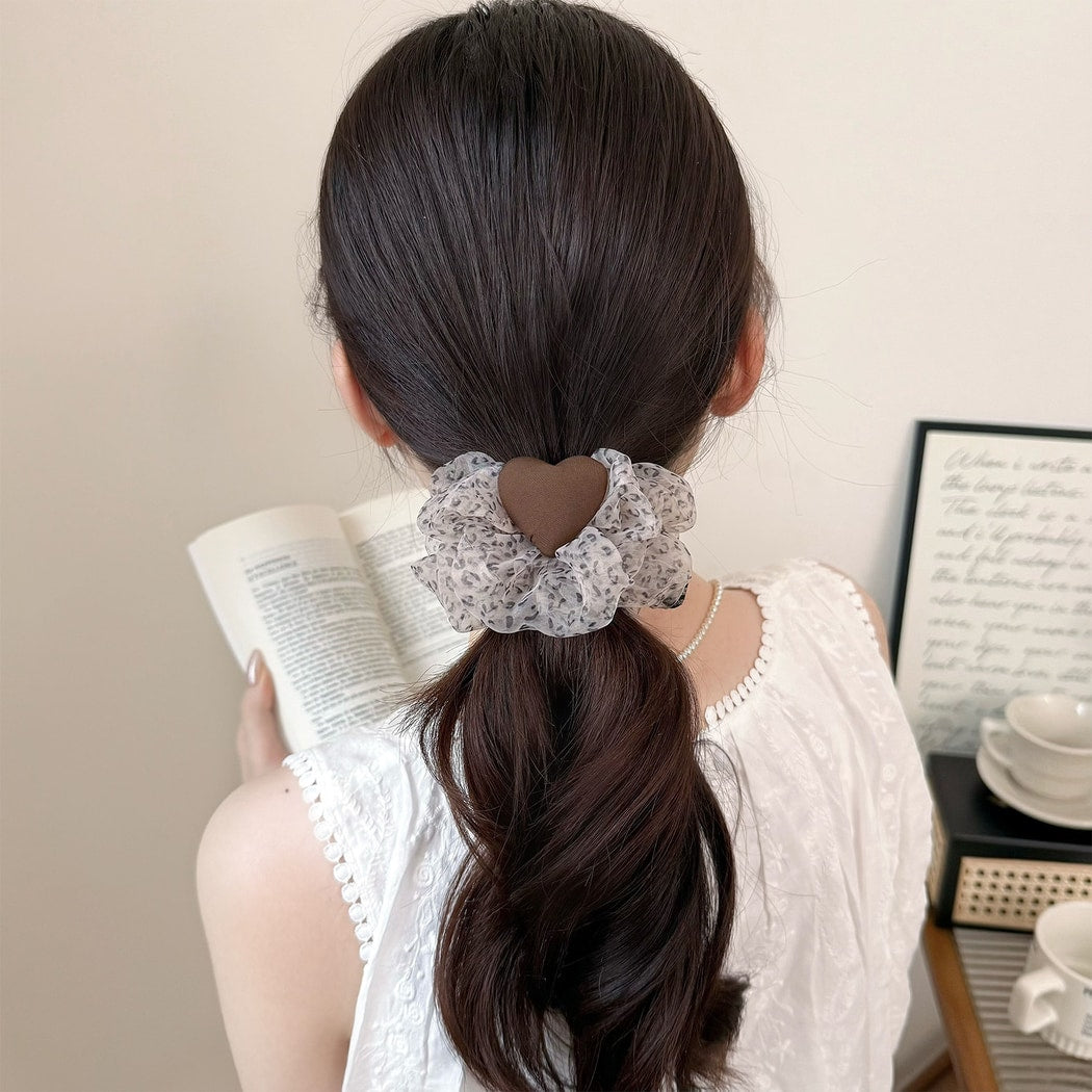 Gifty - Sheer Leopard Pattern Mesh Ruffle Scrunchie