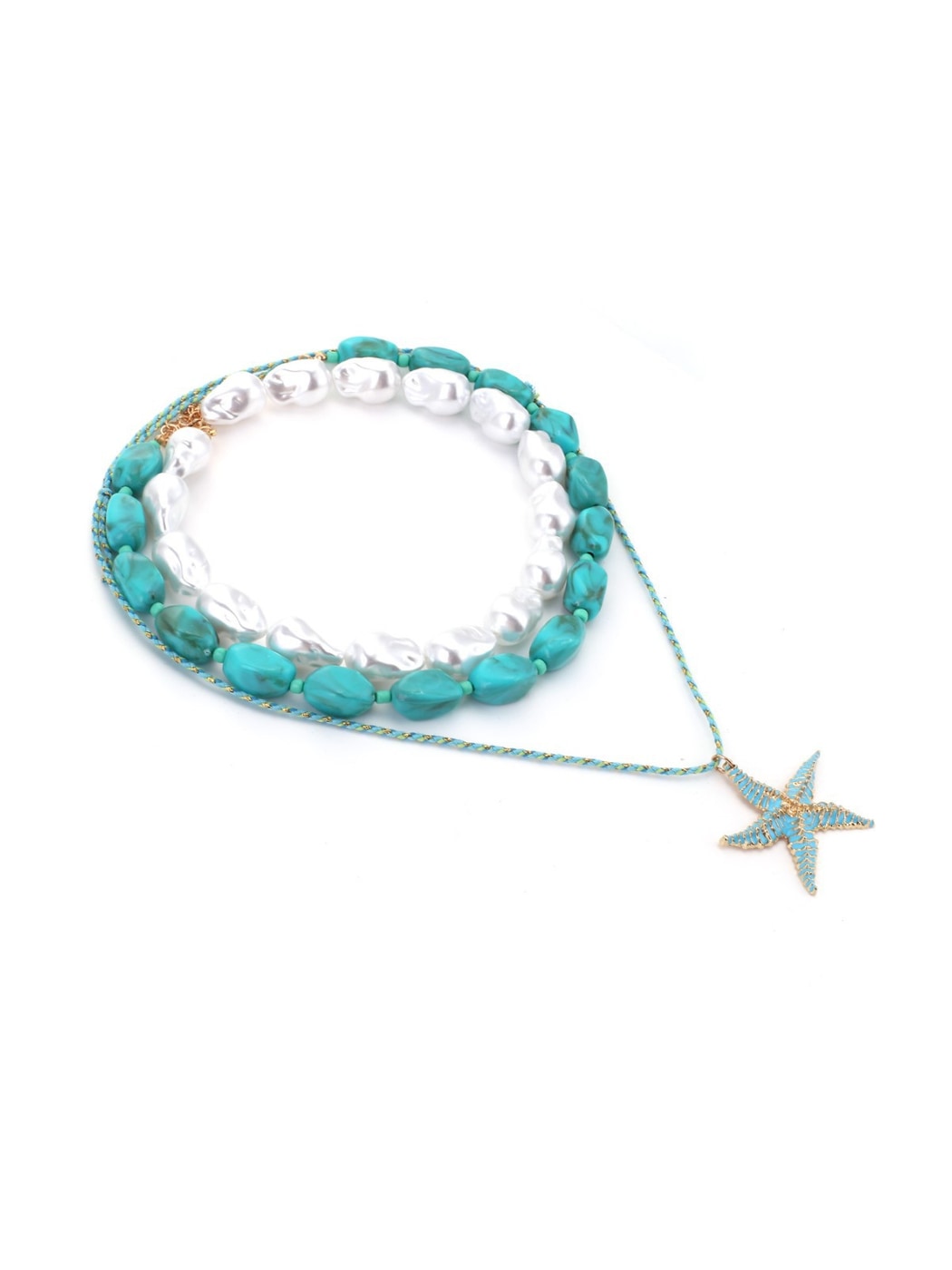 Nozari - Geometric Beaded Star Pendant Necklace