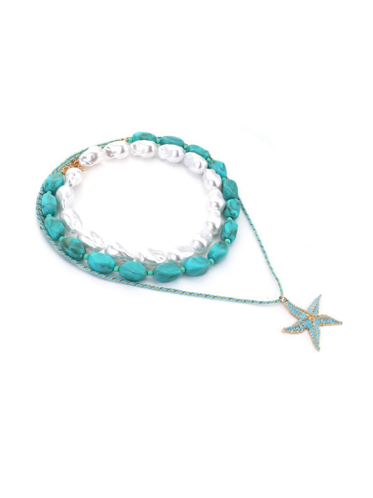 Nozari - Geometric Beaded Star Pendant Necklace