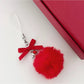 Keypus - Beaded Heart Bow Pom Pom Bag Charm Keychain