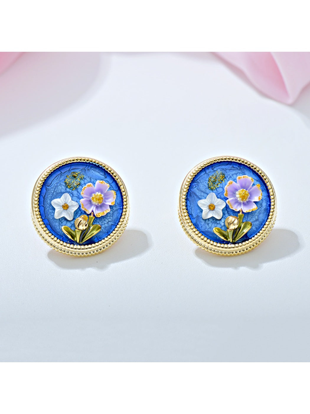 Earedge - Parisian Thin-Wash Floral Stud Earrings