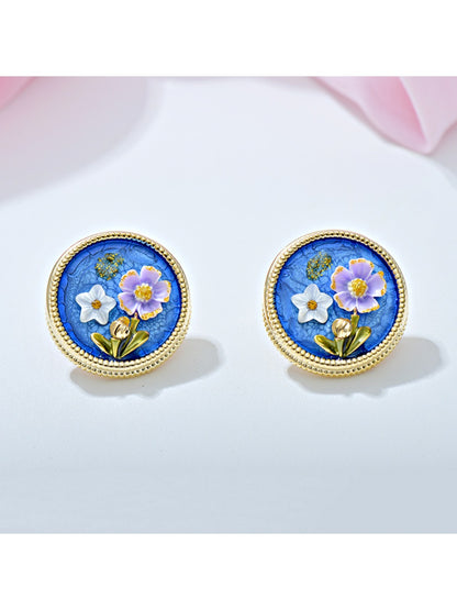 Earedge - Parisian Thin-Wash Floral Stud Earrings