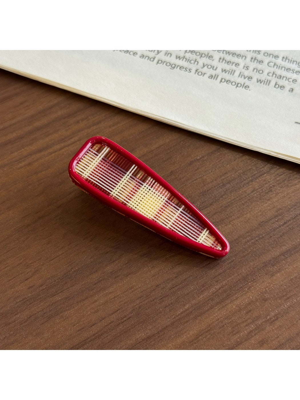 Beau - Plaid Acetate Alloy Side Bangs Hair Clip