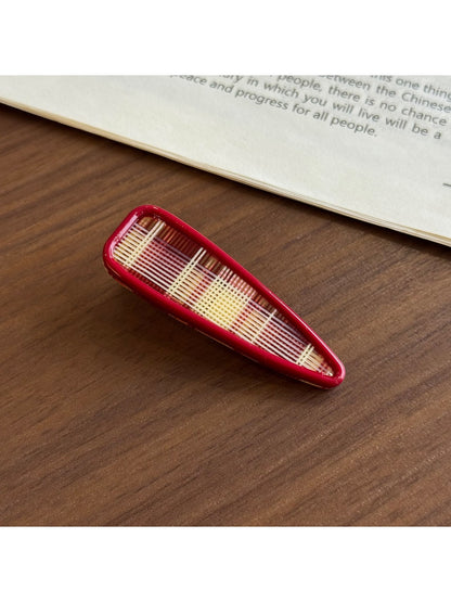 Beau - Plaid Acetate Alloy Side Bangs Hair Clip