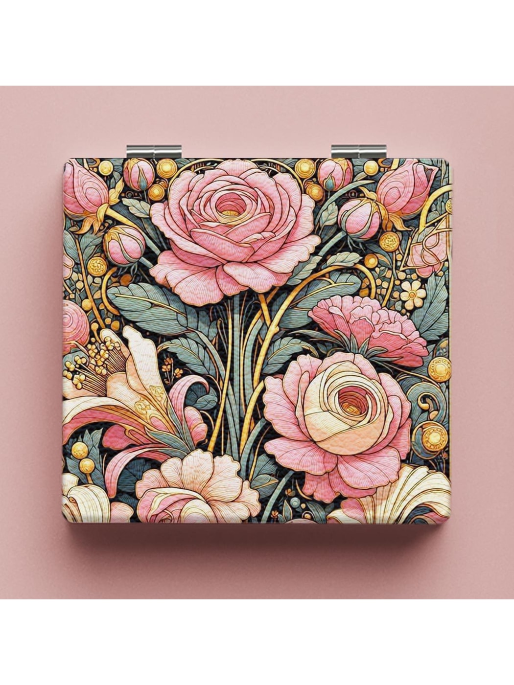 Mirroray - Bright Floral Print Foldable Portable Makeup Mirror