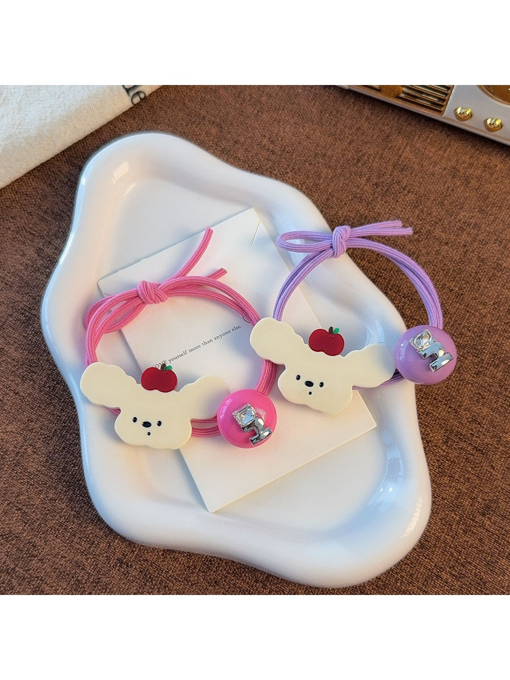 Gifty - Cute Dog Motif Elastic Beaded Hair Tie