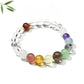 Close-up of Lovra crystal bead bracelet showing smooth round beads and silver links