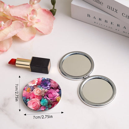 Mirroray - Round Floral Print Foldable Compact Mirror