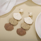 Earedge - Bohemian Shell Raffia Woven Drop Earrings