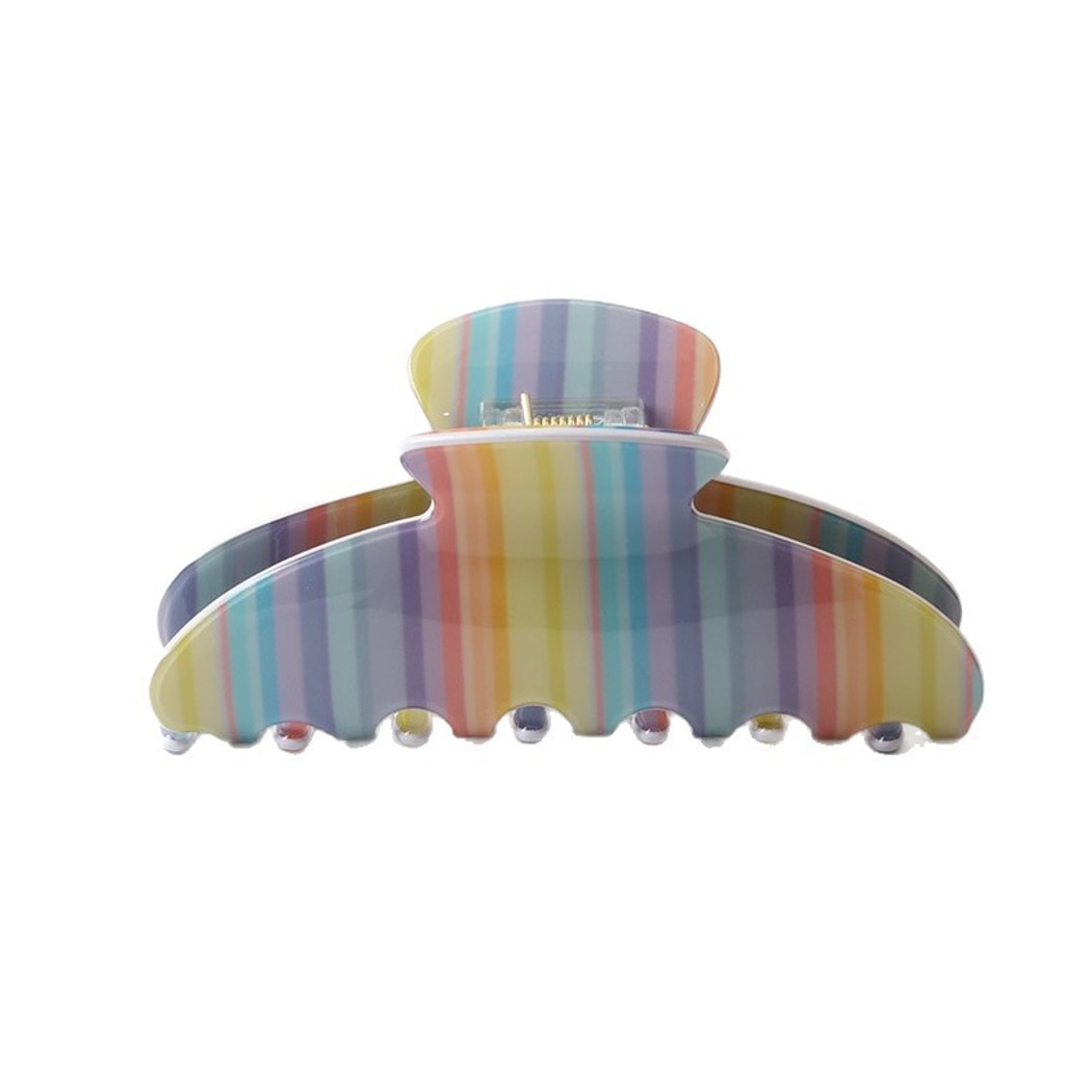 Beau - Glossy Rainbow Stripe PVC Claw Clip