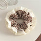 Gifty - Floral Print Pleated Lace Trim Fabric Scrunchie