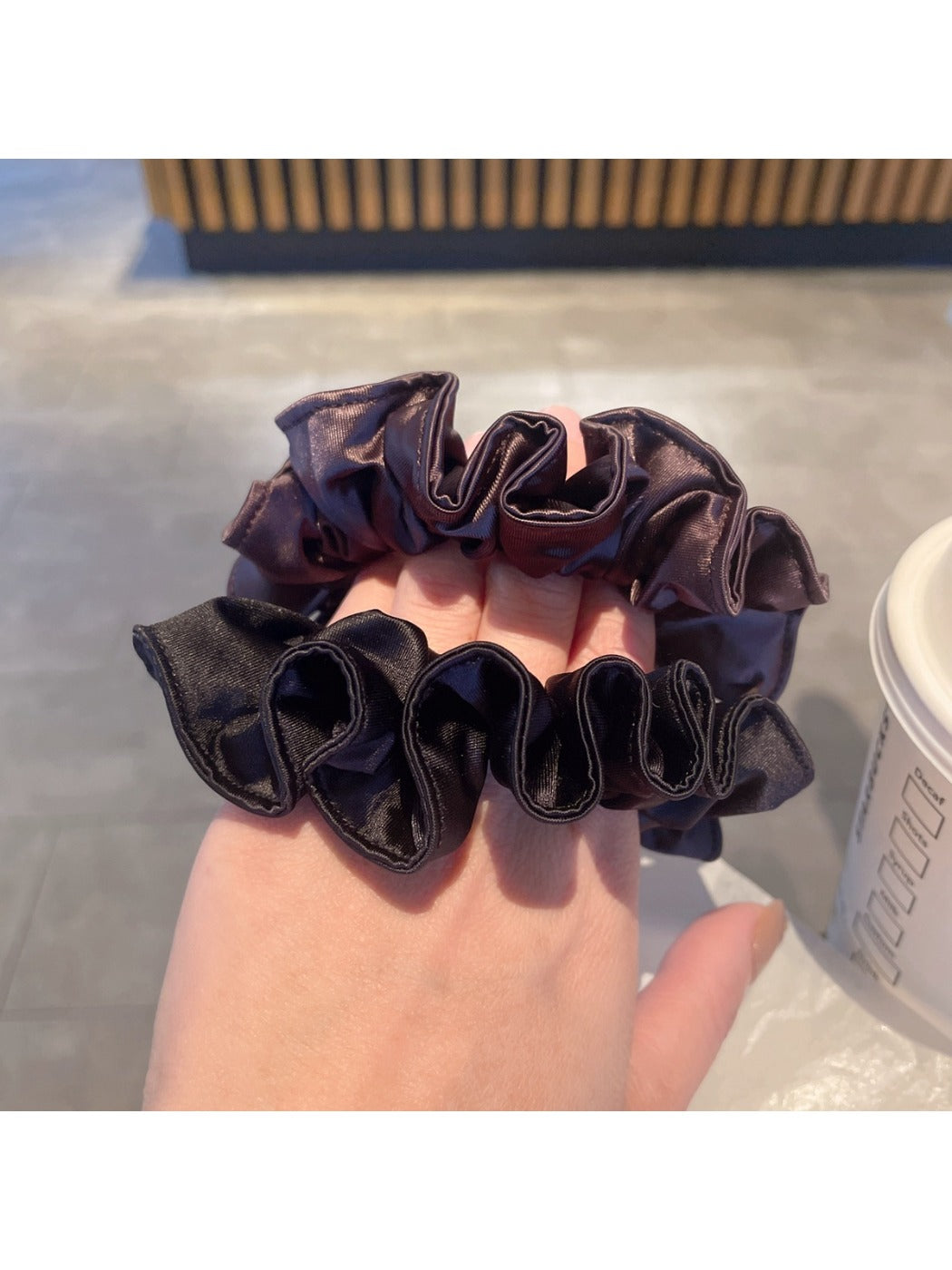 Gifty - Satin Scrunchie With Pleated Ruffle Trim