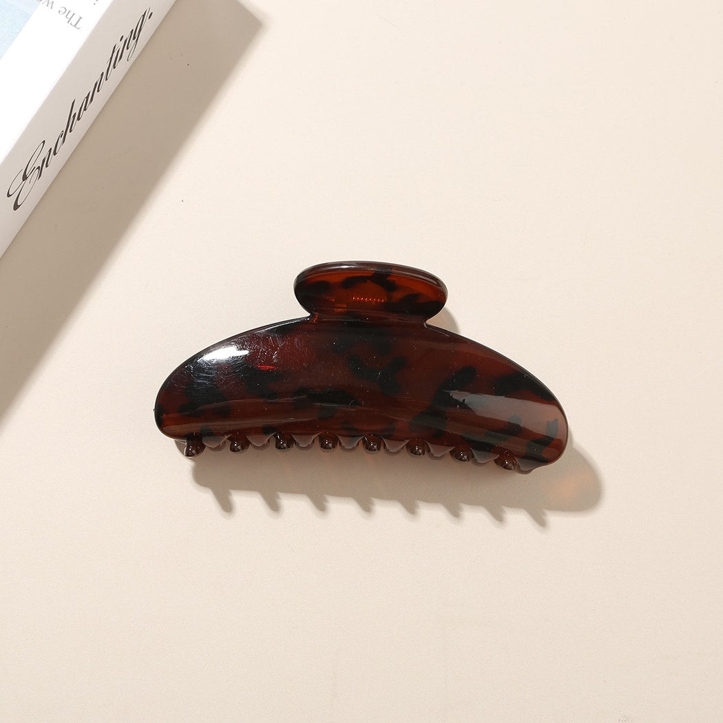 Beau - Glossy Leopard Print Rectangular Claw Clip