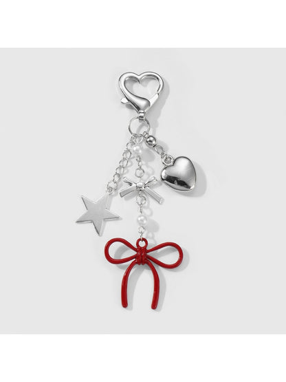 Keypus - Y2K Heart Bow Star Pendant Alloy Keychain