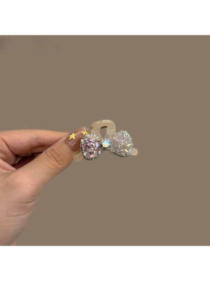 Beau - Sparkly Bow Plastic Side Hair Claw Clip