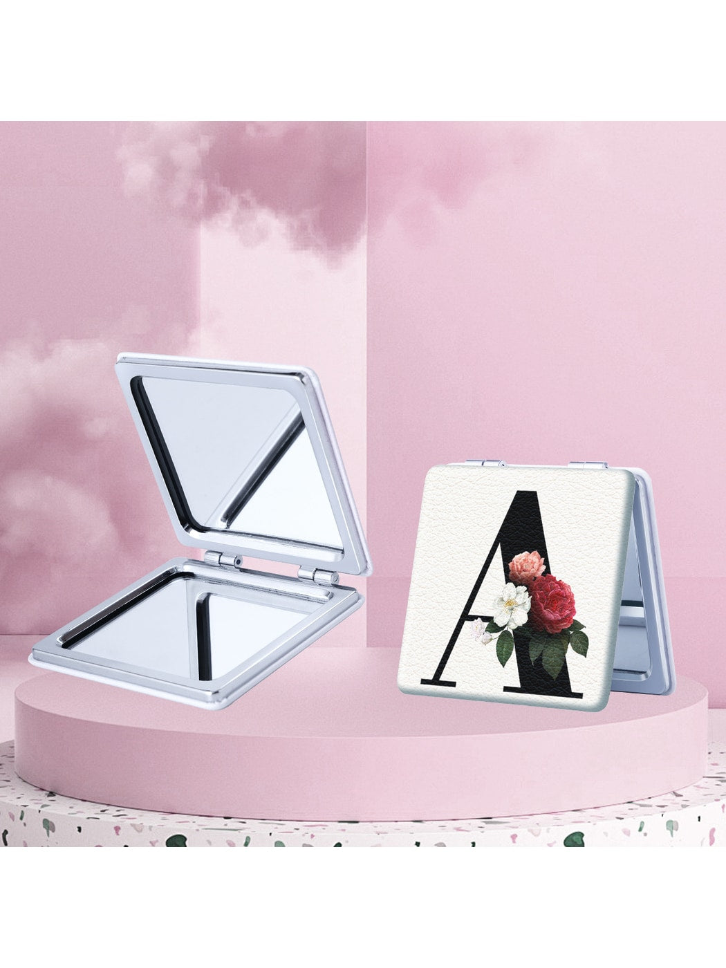 Mirroray - English Letter Floral Folding Makeup Mirror