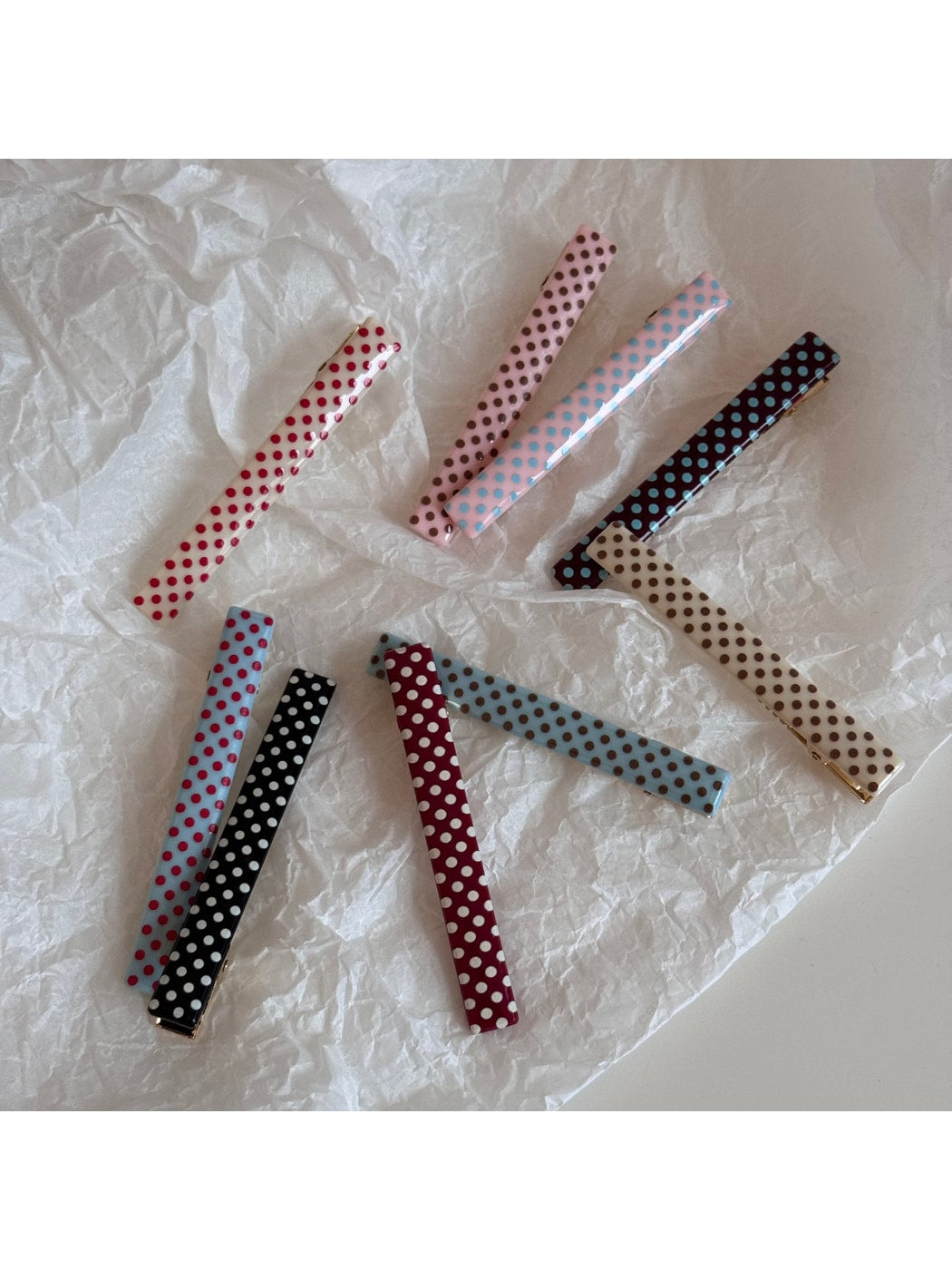 Beau - Polka Dot Straight Bar Bangs Hair Clip