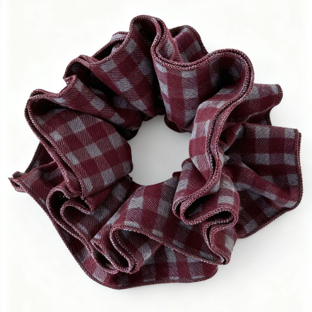 Gifty - Purple Checked Pattern Ruffle Scrunchie
